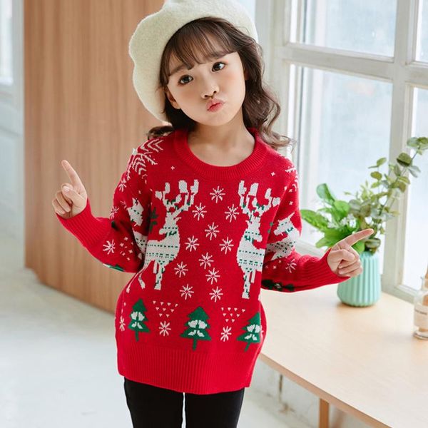 Pullover 2021 Maglione Di Natale Per I Bambini di Inverno Del Bambino Della Ragazza Lavorato A Maglia Abbigliamento Per Bambini A Maniche Lunghe Del Fumetto Magliette e camicette 3 4 5 6 7 8 anni