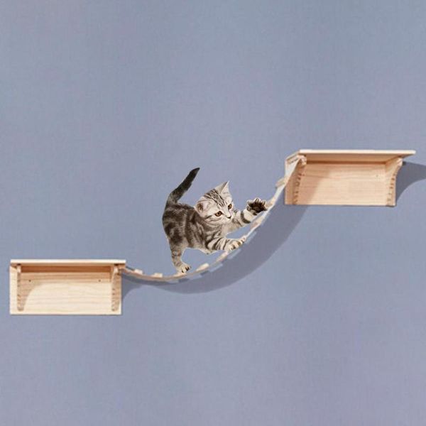 

cat toys solid wood climbing frame jumping platform furniture toy wall mounted shelf wooden pet perch step bed