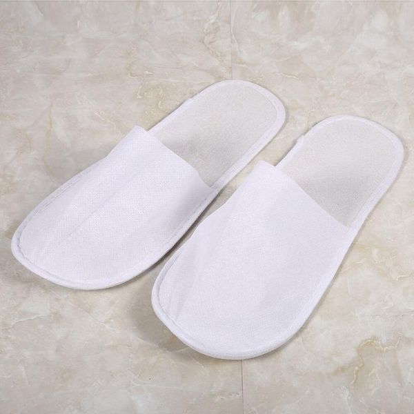 

slippers 50 pairs of non-slip men and women travel disposable fluffy sanitary non-woven fabric thick, Black