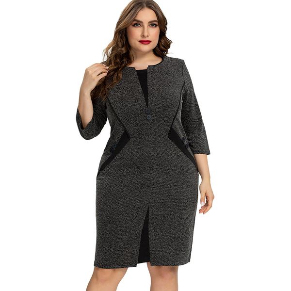 

20212021 autumn womens plus size vintage dress fashion ladies elegant dresses 4xl 5xl 6xl, Black;gray