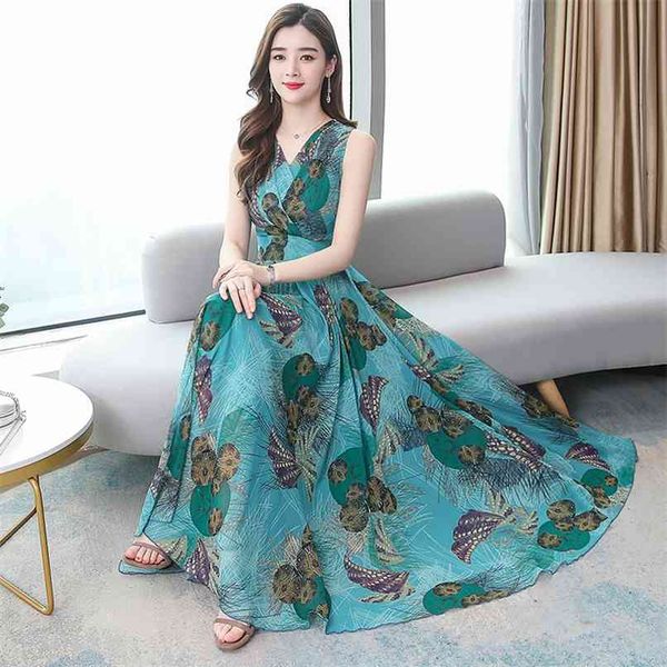 

boho chiffon sleeveless maxi dress summer vintage 4xl plus size sundress women elegant bodycon party vestidos 210528, Black;gray