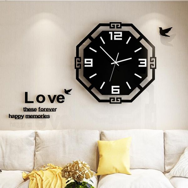 

wall clocks 3d acrylic clock modern design silent quartz watch for kitchen living room decorative bb50w