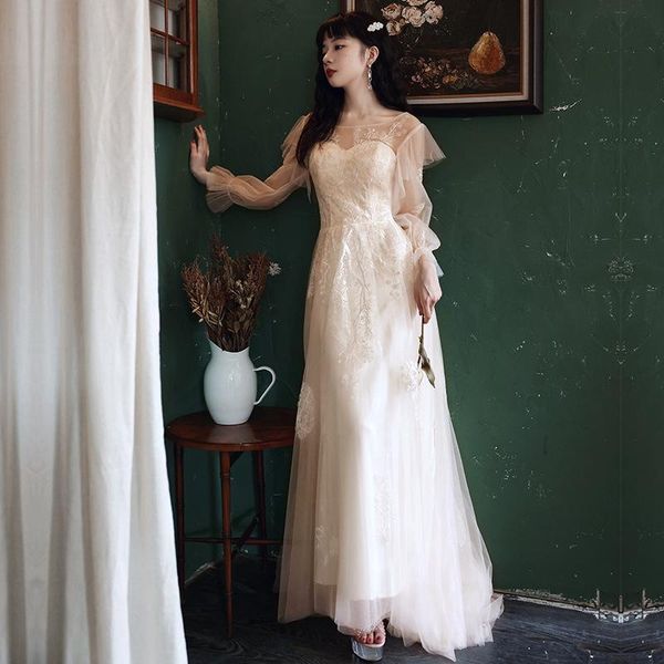 

ethnic clothing dreamy appliques flower cheongsam sweetheart neck dresses gown fairy champagne mesh maxi qipao romantic banquet vestido, Red