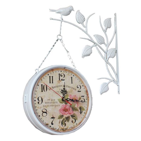 

wall clocks y128 fashion vintage digital clock, european style garden metal craft dual plates clock h-72