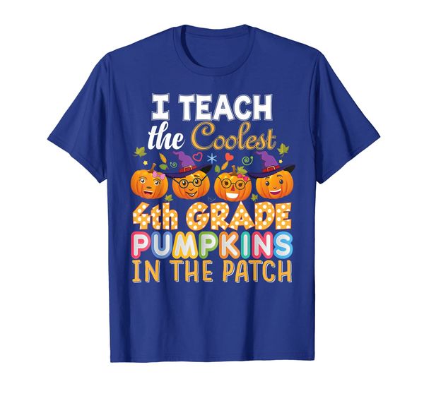 

i teach the coolest 4th grade pumpkins in patch t-shirt, White;black