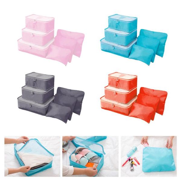 

storage bags 6pcs travel luggage organizer bag cube clothes underwear socks packing