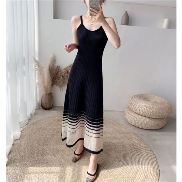 

casual dresses dress women clothes summer sling women's thin ice silk a-line with medium length lace lady knitting o8gg, Black;gray