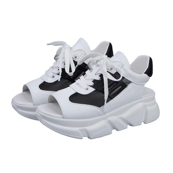 

2021 sandals summer women flat bottom shoes wild thick bottom casual fish mouth sport sandals open toe comfy chaussure femme, Black