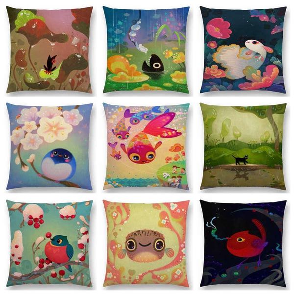 

cushion/decorative pillow cute cartoon animals pastel flowers lovely bird sweet nest interesting fish cat frog cushion sofa throw