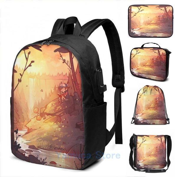 

backpack funny graphic print by the falls usb charge men school bags women bag travel laptop