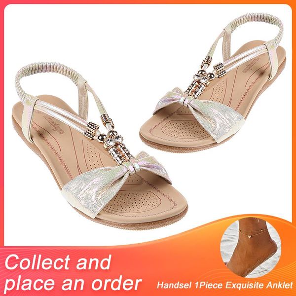 

sandals summer women open toe beach ladies fashion string bead deatailed footwear outdoor flat shoes, Black