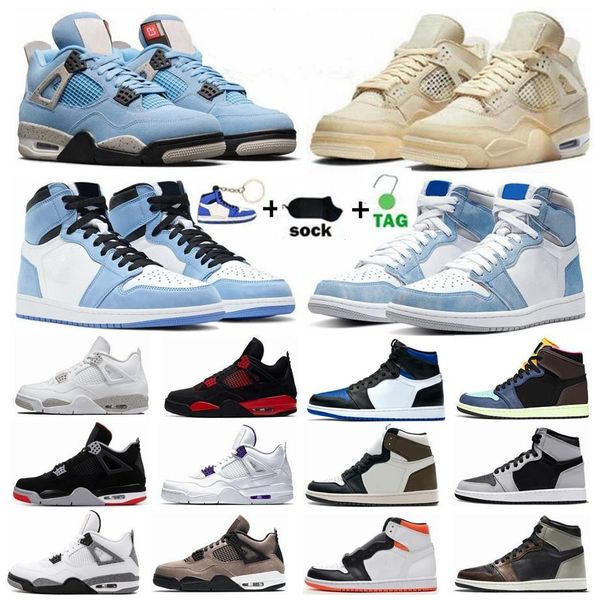 

basketball shoes sail 4 4s sneakers university blue 1 1s fire red thunder oreo bordeaux black cat shimmer guava bred white cement men wo