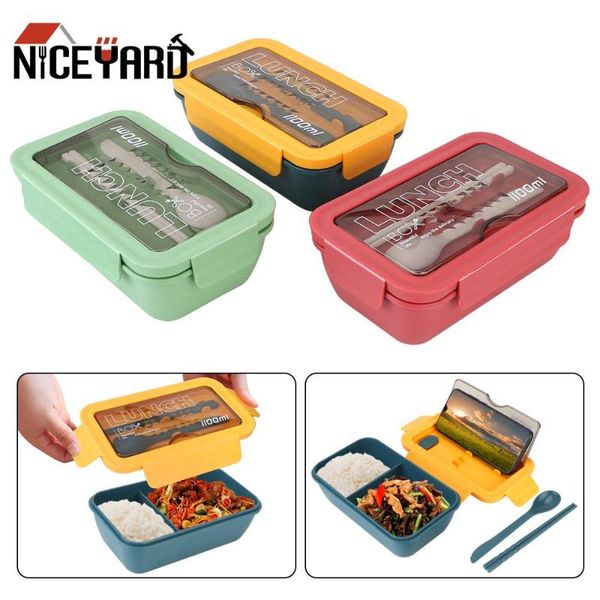 

dinnerware sets 1100ml microwave lunch box japanese style wheat straw material storage container eco-friendly