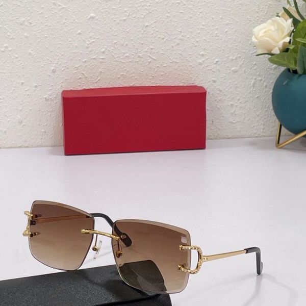 

sunglasses for men women summer style 0022 with diamond anti-ultraviolet retro plate metal frameless fashion eyeglasses random box, White;black
