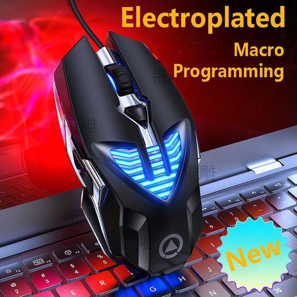 

gaming mouse for pc gamer ergonomics wired mice macro programming electroplating metallic feel rbg light computer mause