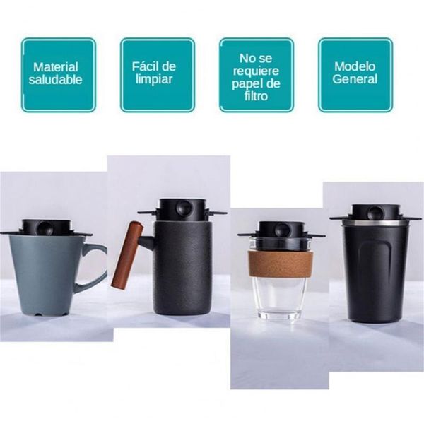

coffee filters eco-friendly stainless steel double-layer dripper strainer for cafe