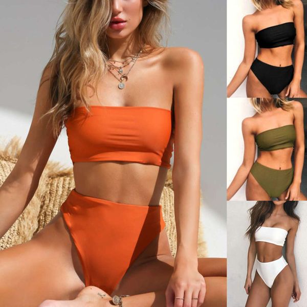 

swimsuit bra solid bikini swimsuit woman, Red;black