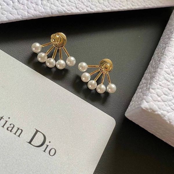 

design jewelry pearl fan simple 925 pure silver needle anti allergy round face earrings female, Golden