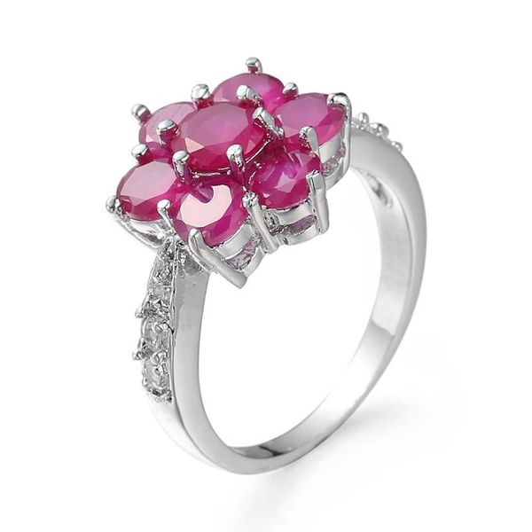 

temperament ruby ring for women silver 925 jewelry rectangle gemstones luxury design female anniversary party accessory cluster rings, Golden;silver