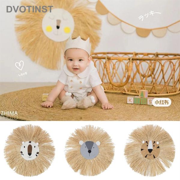 

caps & hats dvotinst baby pography props hand-woven straw lion tiger nordic cute wall background decoration studio shooting po, Yellow