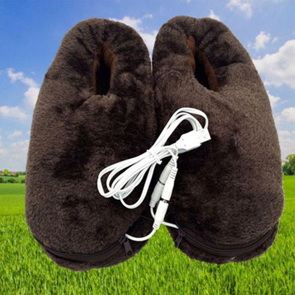

slippers winter gift home reliable soft cold relief portable heating shoes electric feet warmer usb practical pad heated slipper, Black