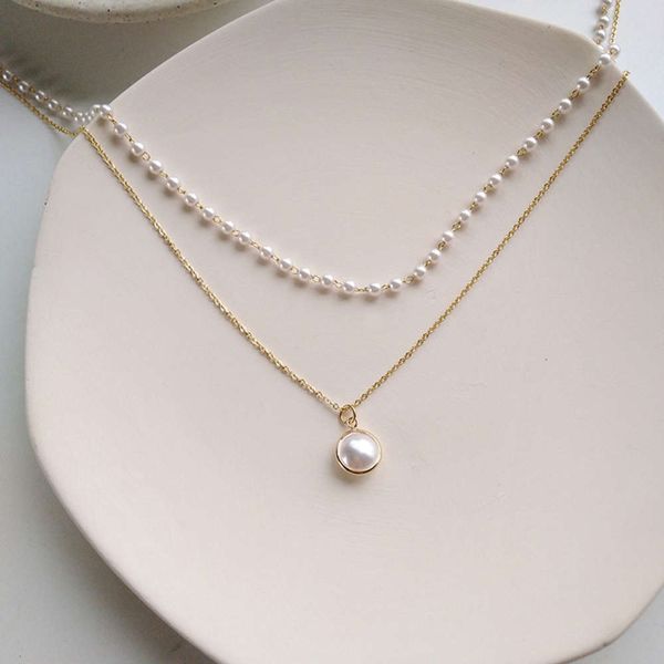 

pendant baroque pearl simple design short clavicle chain korean fashion style necklace, Silver
