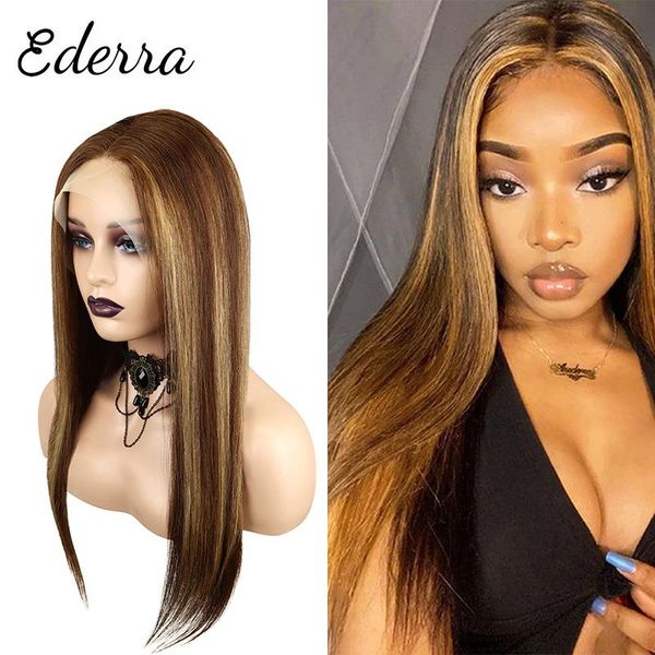 

lace wigs highlight wig human hair brazilian straight colored t part pre plucked for black women, Black;brown