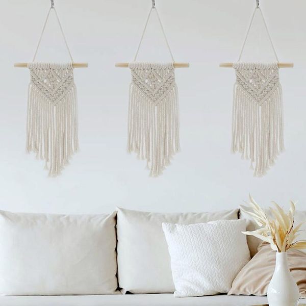 

wall hanging bohemian style manual woven tassels cotton material rope tapestry home decoration handicraft art gifts decorative objects & fig