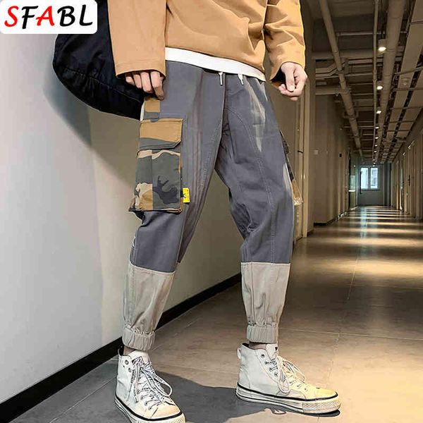 

hip cargo of cotton men big pockets harajuku hare male fashion pants streetwear shreds, Black