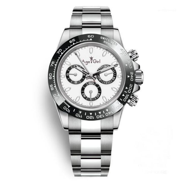 

wristwatches men automatic mechanical watches black blue white stainless steel sapphire ceramic bezel watch, Slivery;brown