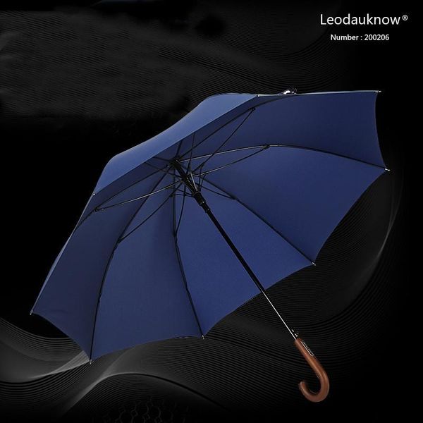 

umbrellas semi-automatic wind resistance 8k large business long handle umbrella pongee cloth men 132cm waterproof