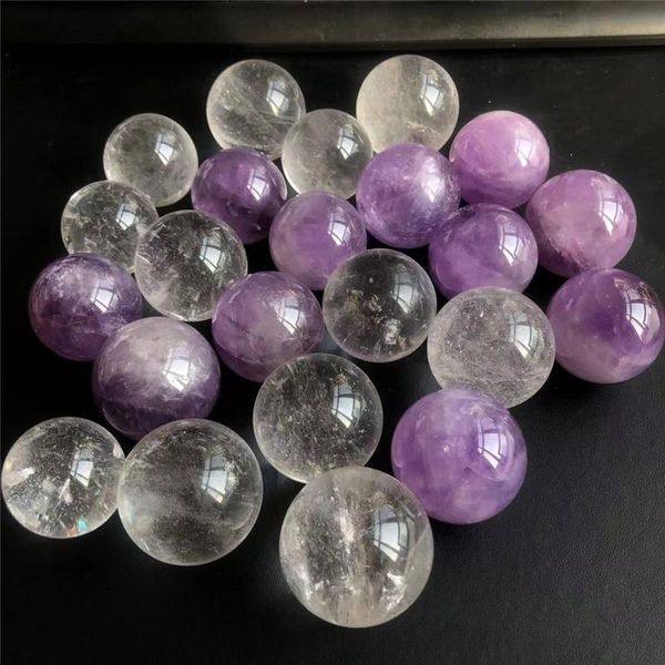 

1pcs natural white crystal ball reiki quartz energy ore mineral healing amethyst stone for home decoration collection diy gift decorative ob