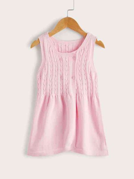 

baby cable knit double breasted sweater dress she, Red;yellow