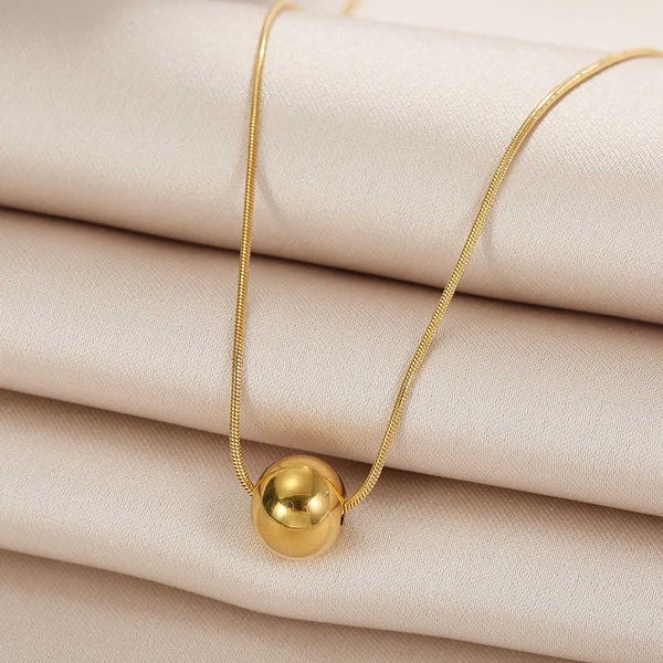 

sipengjel men's and women's titanium steel collar, small bead pendant, golden ball, neck zipper, gift jewelry, 316, Silver