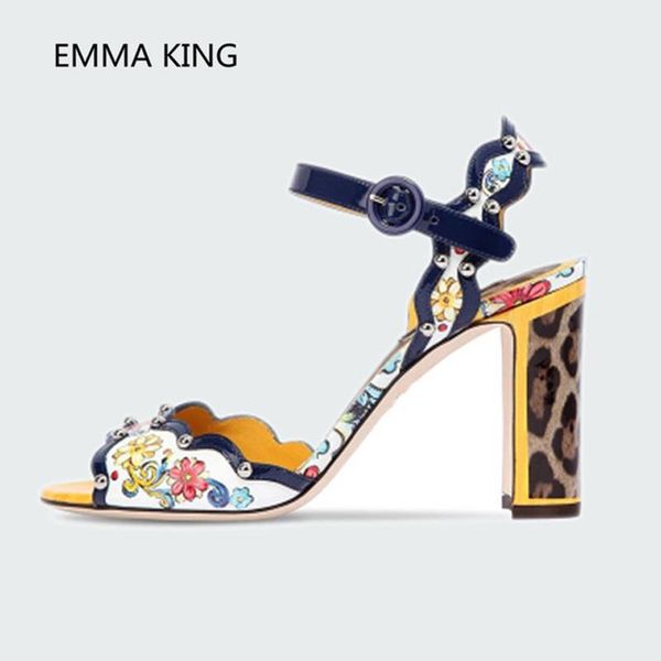 

leopard 2021 fashion prints heel gladiator sandals women open toe ankle strap high ladies party wedding shoes woman dress, Black