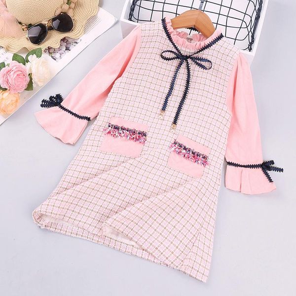 

girl's dresses girls cute plaid long sleeve princess dress toddler christmas outfits fall clothes autumn kids for, Red;yellow