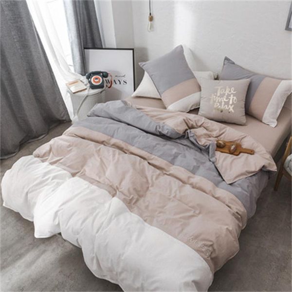 

bedding sets nordic japanese stripes blue cotton set bedlinens fitted sheet twin  king size duvet cover pillowcase 4pcs