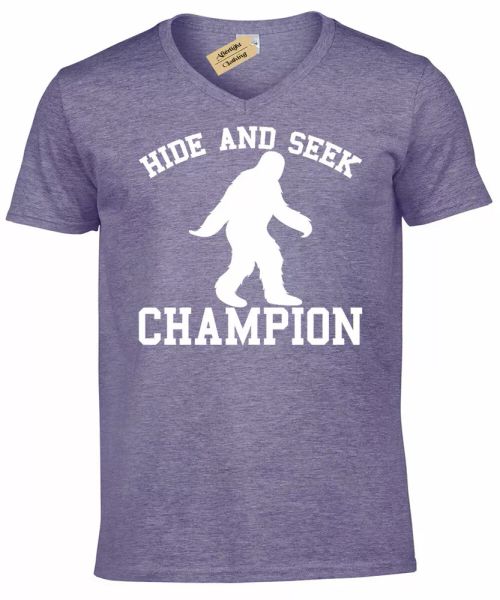 

hide & seek champion funny sasquatch bigfoot by v-neck t shirt, White;black