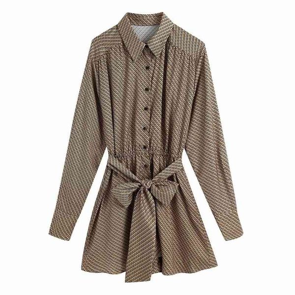 

summer women vintage mini dress sashes bow tie print geometry fashion street satin female elegant shirts dresses vestidos 210513, Black;gray