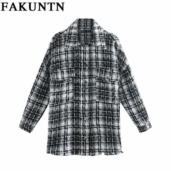 

women's jackets plaid jacket coats 2021 autumn winter clothes pockets oversized coat vintage casual long sleeve outerwear women, Black;brown