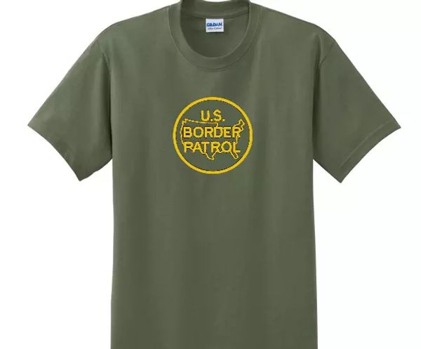 

yellow us border patrol seal military green t-shirt trump conservative shirt, White;black