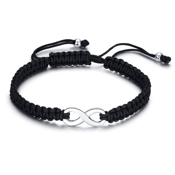 

infinity lovers friendship bracelets for women man jewelry black handmade braided stretched rope chain bracelets, Golden;silver