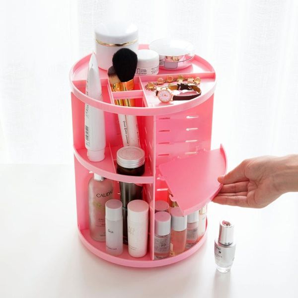 

rotating makeup organizer cosmetic storage box brushes lipstick holder jewelry container case deskboxes & bins