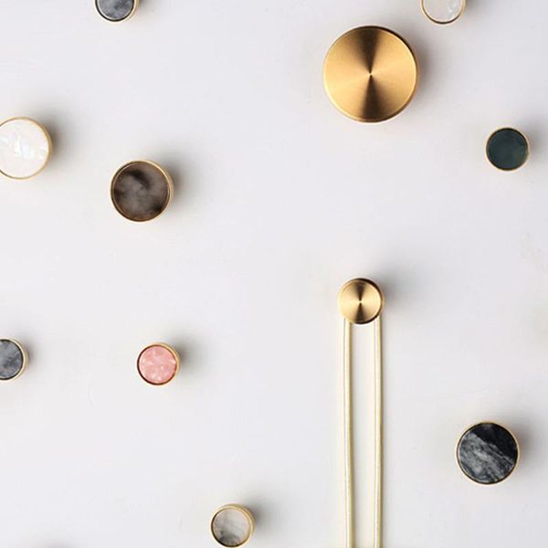 

9pcs/set 5cm nordic brass hook home light luxury entrance metal marble texture wall hanging ins decoration coat hooks & rails