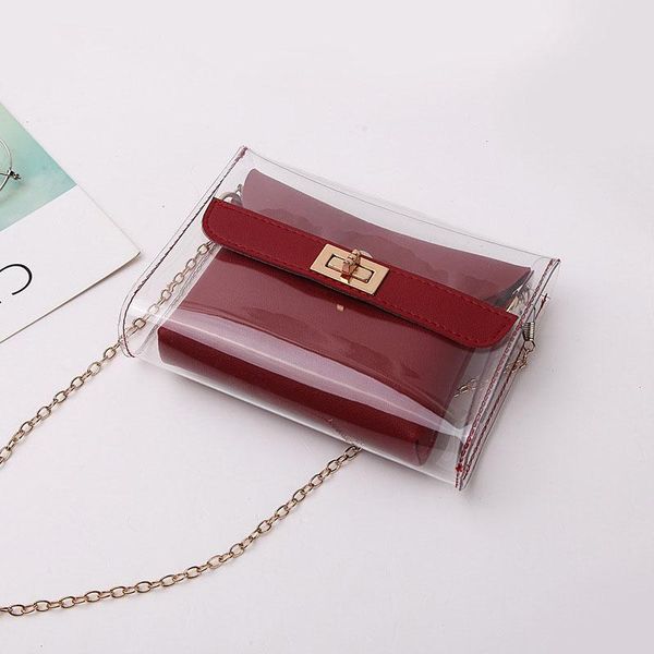 

transparent single shoulder bag handbag 2 pieces set plug lock bags for women ser88