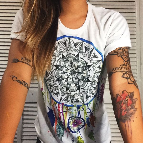 

women's t-shirt fashion women short sleeve printed letters t-shirts female retro graffiti flower lady t shirt to 2zm4, White