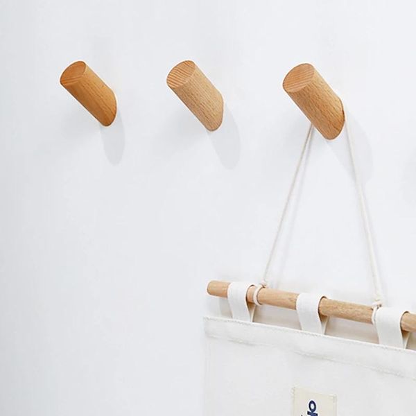 

hooks & rails natural wood clothes hanger wall mounted coat hook decorative key holder hat scarf handbag storage bathroom rack