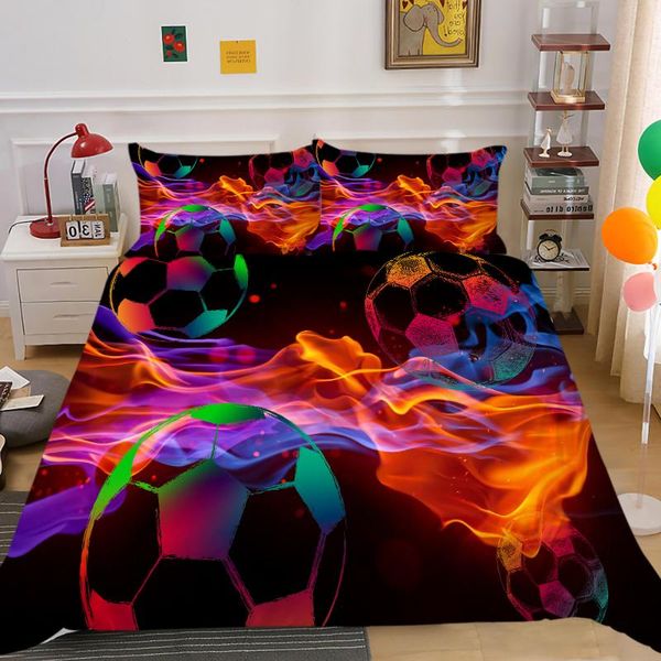 

bedding set king size football fire print  duvet cover home use full single unique design bed quilt sets