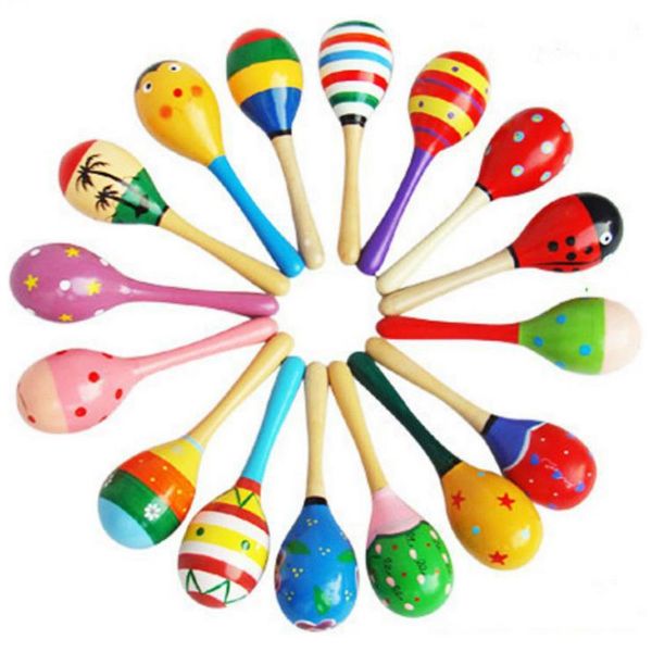 2022 Novos Brinquedos Do Bebê Crianças Madeira Chocalho Maracas Cabasa Música Instrumento Areia Martelo ORFF Instrument Maracas Infantil