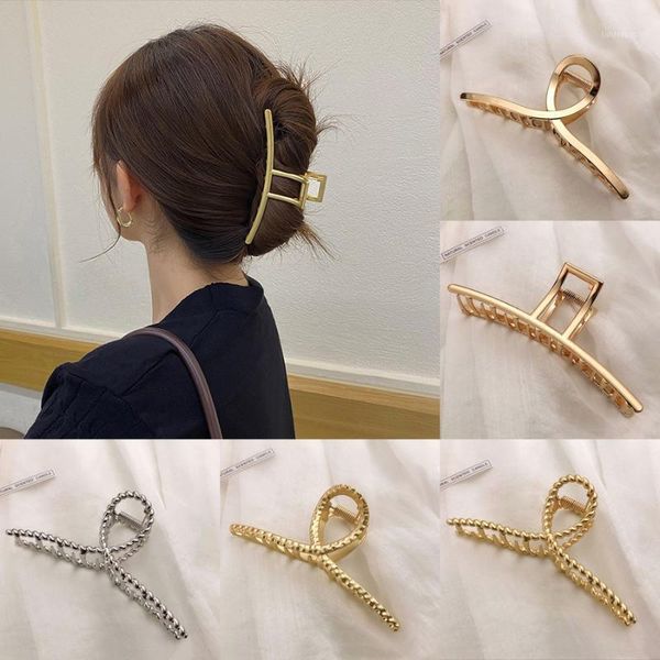 

metal hollow out geometric hair claw for women ladies elegant accessories cross crab bath clip fashion girl headwear1